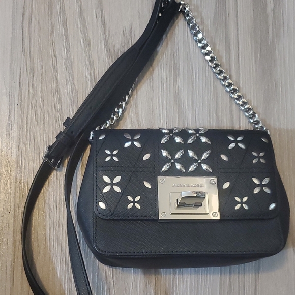 Michael Kors Black Crossbody Bag with Silver Accents - Picture 1 of 6